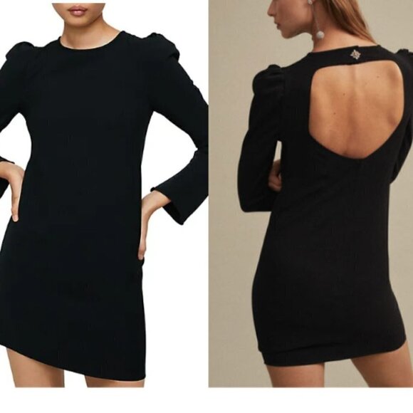 NWT Mango | Back-Cutout Mini Dress in Black - Picture 1 of 12